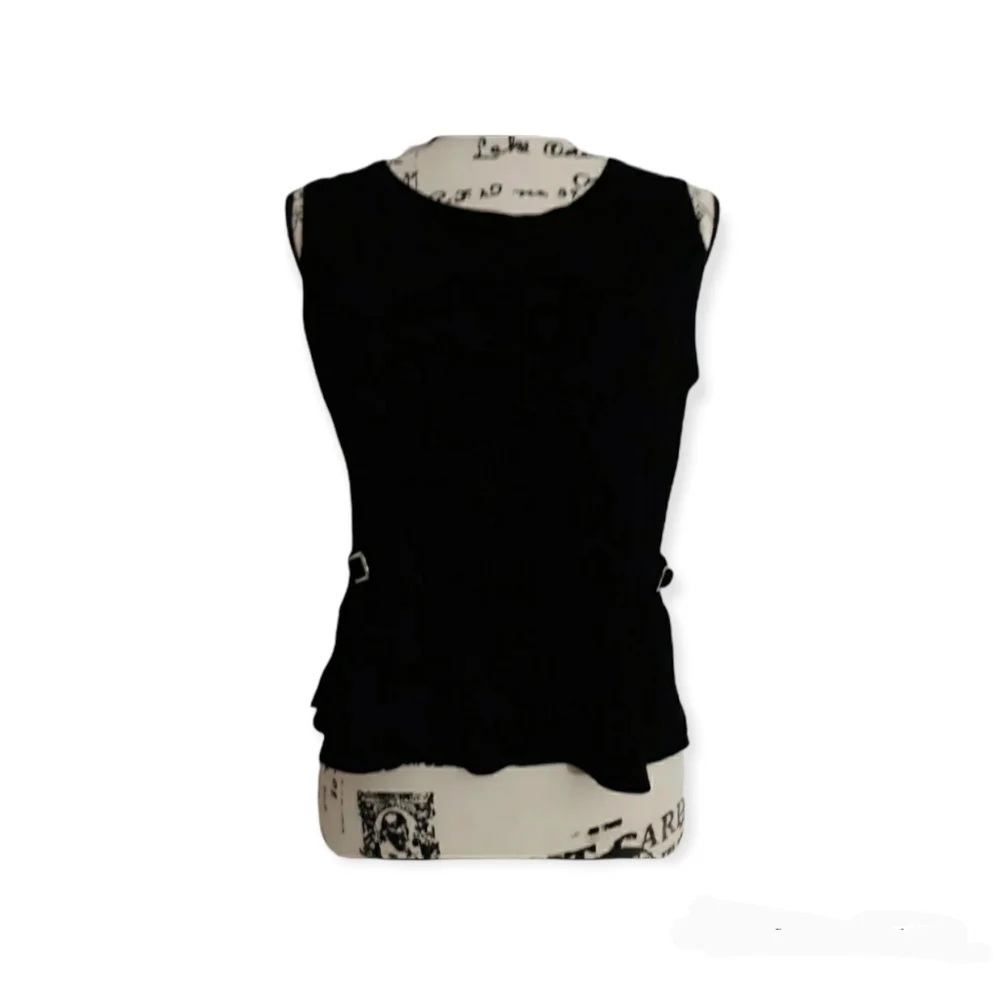 Womens sz 6 Black silver Buckle slit sides Ronnie nicole top Ladies shirt - Picture 4 of 8